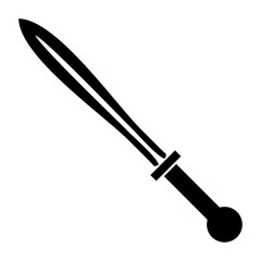 Sword Vector Illustration, Medieval Weapon Silhouette. Fantasy Sword Vector, Heroic Blade Icon Design
