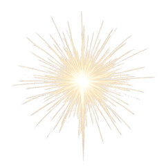 Obraz premium A bright, golden starburst or sun flare effect with radiating lines on a clean transparent background