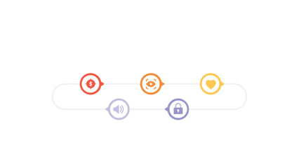 Obraz premium Orange Yellow and Purple Modern Business Marketing Process Infographic Presentation