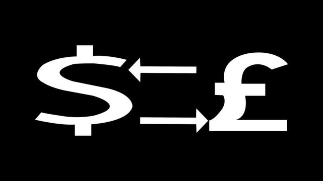 Financial transaction animation with usd to pound exchange using circular motion arrows 4k UHD.