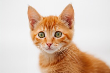 Obraz premium A short-haired red feline posed against a white background