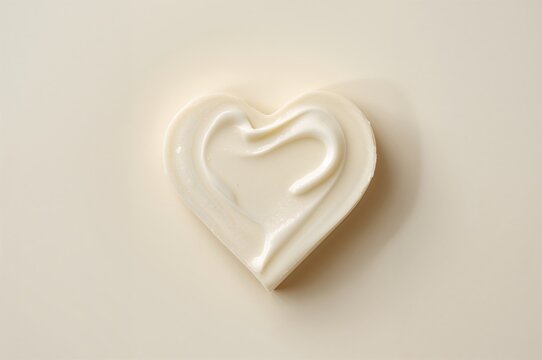 A slice of Milchschnitte in the shape of a heart