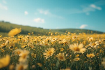 Obraz premium A meadow full of bright yellow daisies