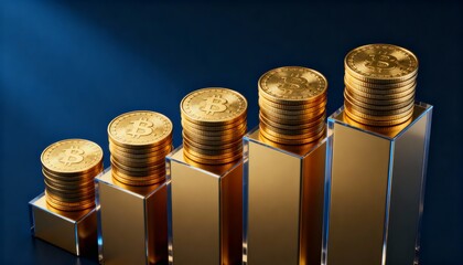 Investing in cryptocurrency growth visualizing bitcoin value increase digital finance studio close-up economic trends