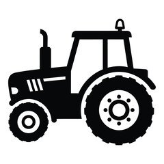 Silhouette of a modern farm tractor with large wheels and cab silhouette