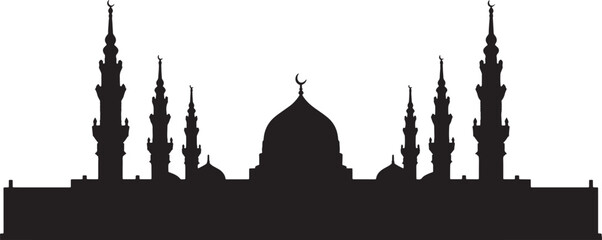 Mosque Silhouette Islamic Architecture Building Muslim Religion Eid Ramadan Kareem