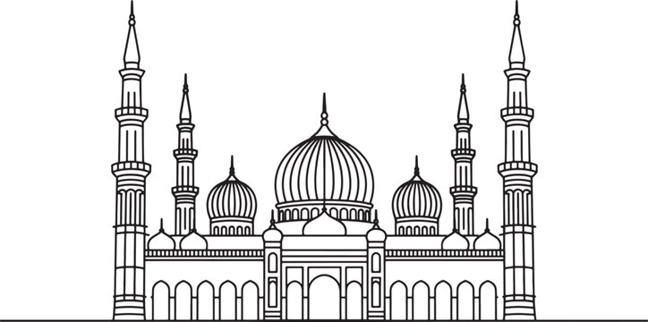black and white mosque building outline clip art preview