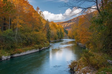 Obraz premium Fall Journey to the Riverside Gorge