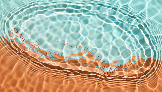 Rippling Water Surface with Orange and Teal Areas