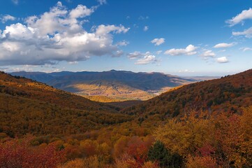 Fall scenery of hills and woodland