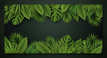 Tropical Leaf Border Background for Nature Design, Eco-Themed Graphics, Jungle Aesthetics, Botanical Templates, Greenery Frames and Posters, 4K image 