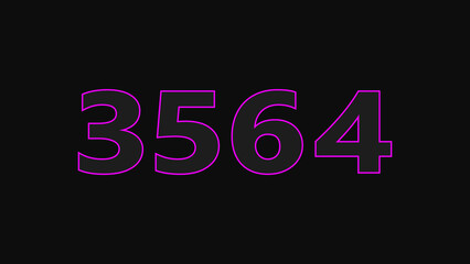 Neon glowing number illustration. on a black background. 4k illustration.