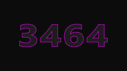 Neon glowing number illustration. on a black background. 4k illustration.