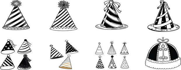 Fototapeta premium Vector set of Christmas icons with decorations and bells