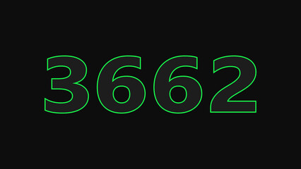 Neon glowing number illustration. on a black background. 4k illustration.