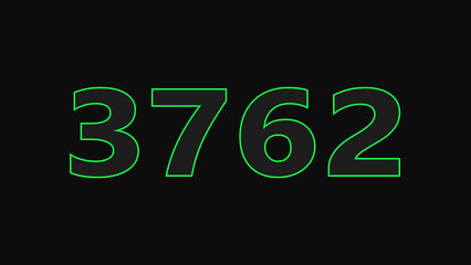 Neon glowing number illustration. on a black background. 4k illustration.