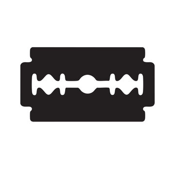 Sharp gleaming double edged razor blade icon symbolizing precision danger and a clean cut against a white background
