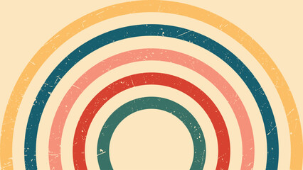Retro rainbow design with faded colorful arches is perfect for background, packaging, posters, and digital art projects. Vibrant and playful feel in various designs.