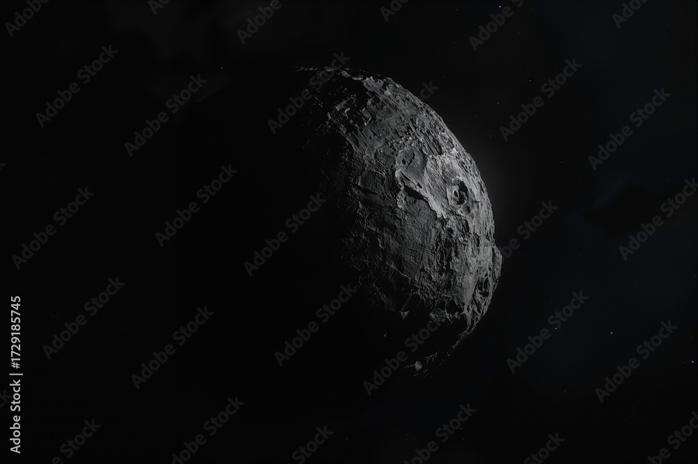 Wall mural massive nickel-iron core asteroid from a primordial planet orbiting the sun between the orbits of ma