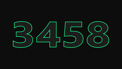 Neon glowing number illustration. on a black background. 4k illustration.