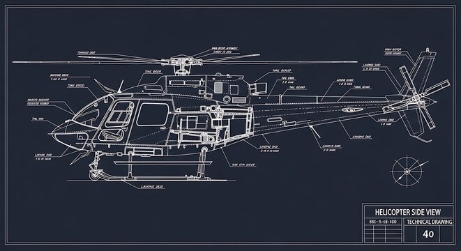 Detailed Helicopter Engineering Diagram.