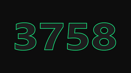 Neon glowing number illustration. on a black background. 4k illustration.