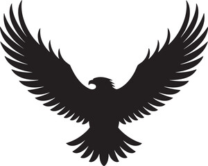 Fototapeta premium A silhouette of an eagle with wings spread above the word ascend centered on a white background