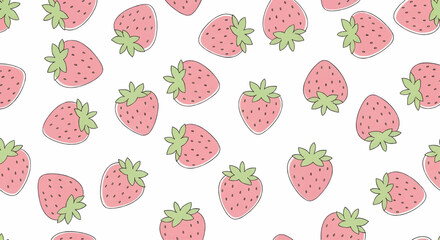 Fresh and sweet strawberry pattern design, a cheerful hand-drawn illustration for textile, paper, and web backgrounds