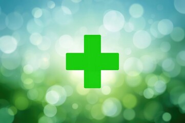 Fototapeta premium Creative depiction of a green cross using bokeh circle effects