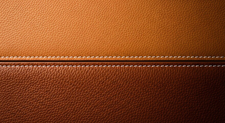 Rich warm brown leather texture close-up with subtle stitching detail