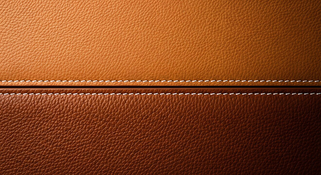 Rich warm brown leather texture close-up with subtle stitching detail