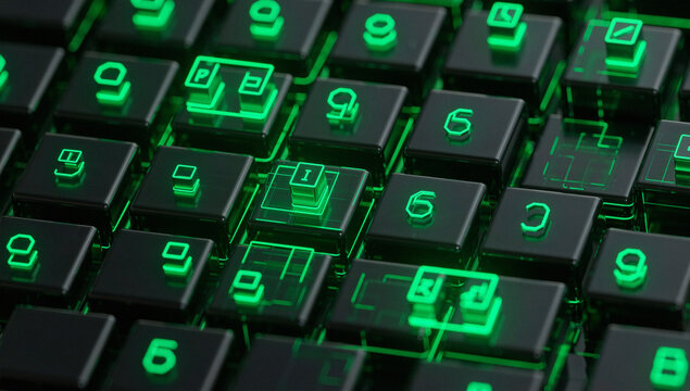 Black keyboard with green backlighting