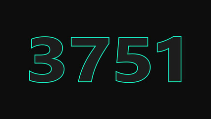 Neon glowing number illustration. on a black background. 4k illustration.