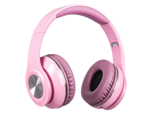 Pink headphones isolated on transparent background