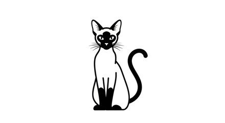 Obraz premium Elegant Siamese cat sitting alertly with striking blue eyes