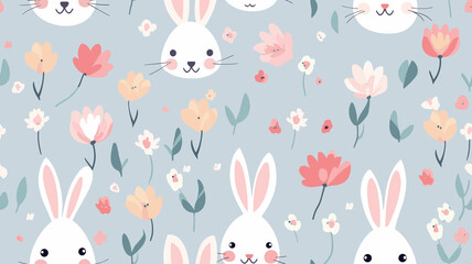 Bunny Pattern in Pastel Colors cute illustration