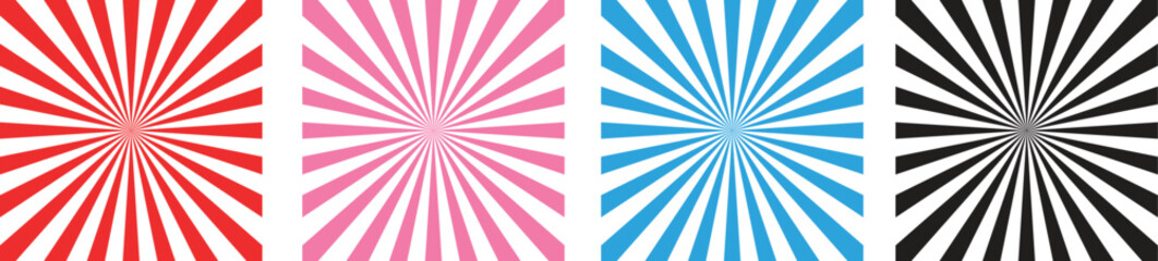 Set of Colorful Sunburst Ray Abstract Vector Backgrounds

