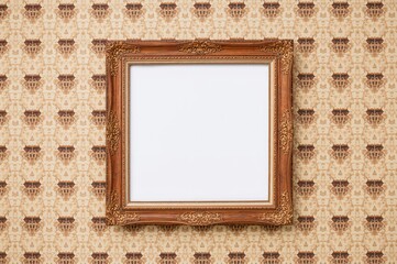 Fototapeta premium A retro-inspired abstract pattern set against a textured wooden frame on a clean white backdrop offers a striking and distinctive ambiance in professional environments