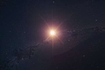 A comprehensive visualization of the solar system and outer space. Observing the sun and celestial bodies from orbit. An illustration of ecological and environmental themes.