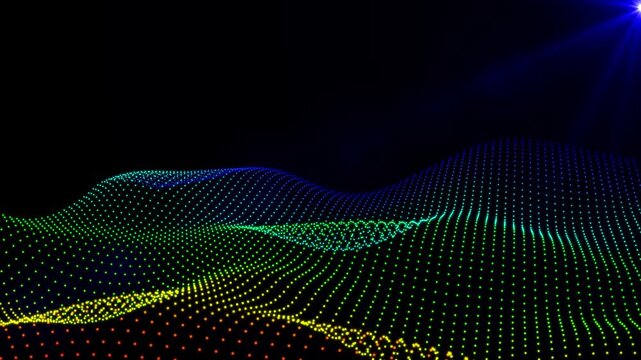 Wave dot particle background animation. light particle with shiny effect. Smooth and calm light effect. High quality 4k Technology background.