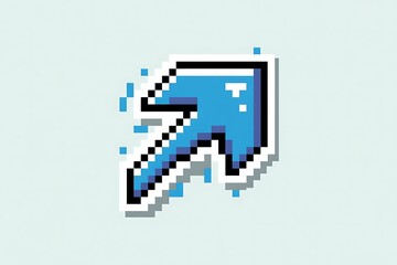 Pixelated Blue Arrow Cursor with a Digital Glitch Effect stock image