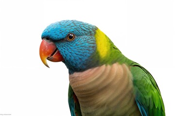 Turquoise-fronted parrot species Amazona aestiva isolated on white with space for text
