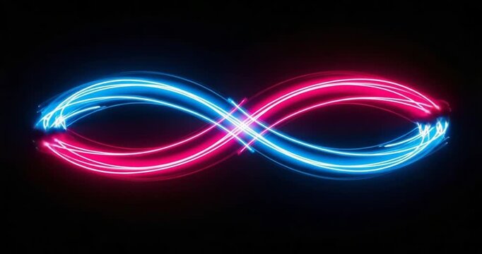 Illuminated Infinity Symbol Representing Eternity and Limitless Possibilities in a Dark Background