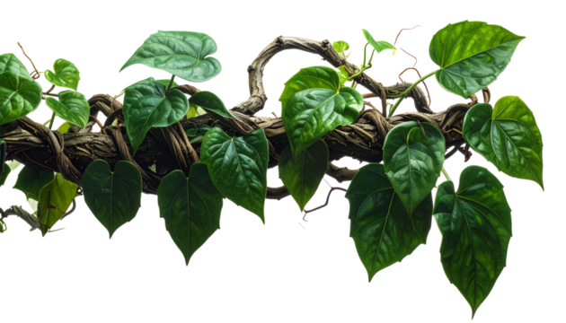 Twisted Wild Liana Jungle Vine Isolated on White Background