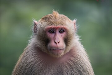 Close-up of a wild female macaque in its natural habitat