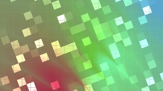 Abstracts Twirls Blink Square, Abstract colorful squares animation with grid and gradient background, seamless loop,  Stock royalty free video.