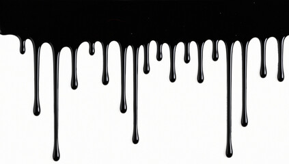 Black Liquid Dripping on White Background