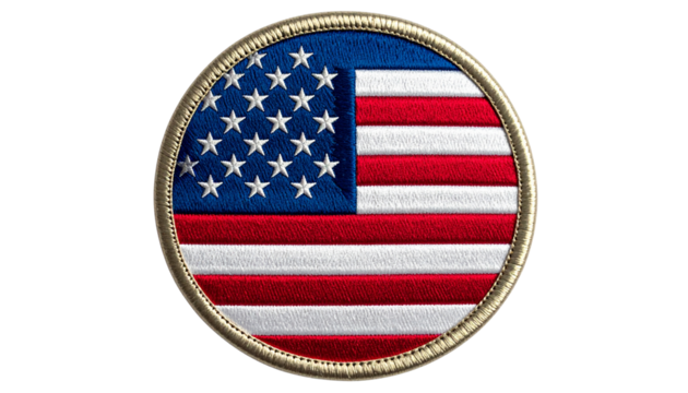 American Flag Military Patch on Transparent Background