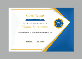 Elegant certificate of appreciation template with modern geometric design elements