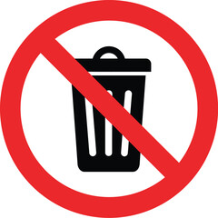 Vector prohibition sign no trash icon scalable eps illustration for general platforms